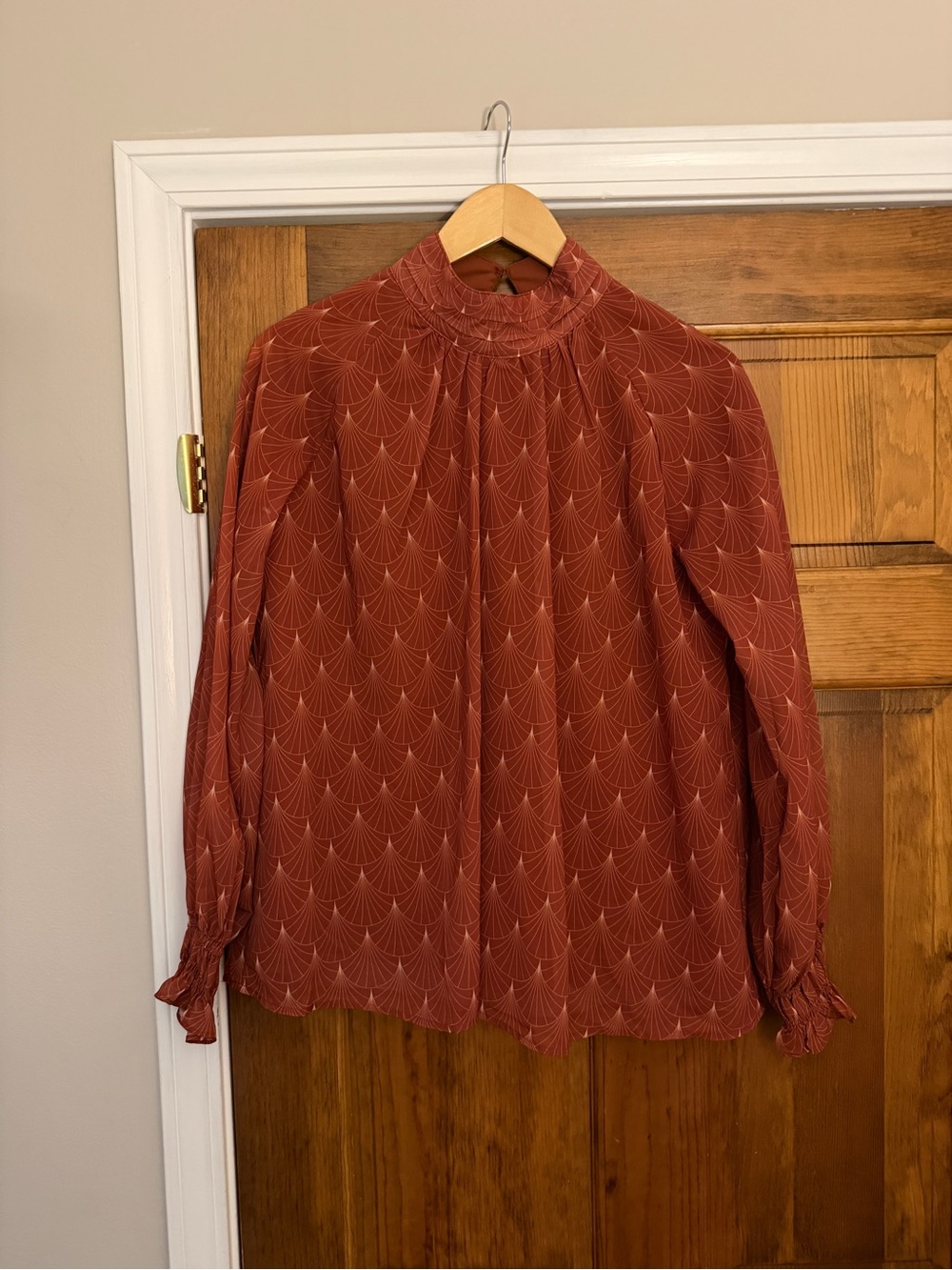 Bohme ✨ Rust Patterned High-Neck Blouse